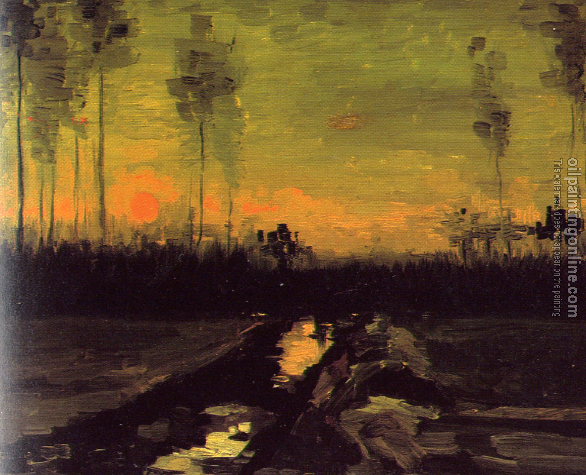 Gogh, Vincent van - Landscape with Sunset
